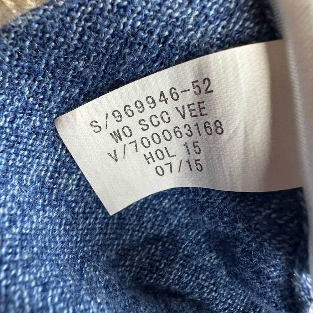 Banana Republic Luxury Blend Silk Cotton Cashmere V-Neck Sweater Blue Mens Large - Picture 8 of 8